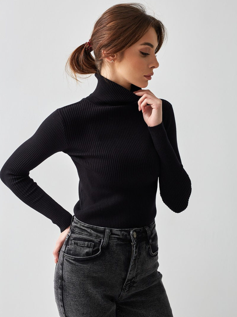 Autumn Turtleneck Pullover Sweater Knitting Basic Shirt For Women