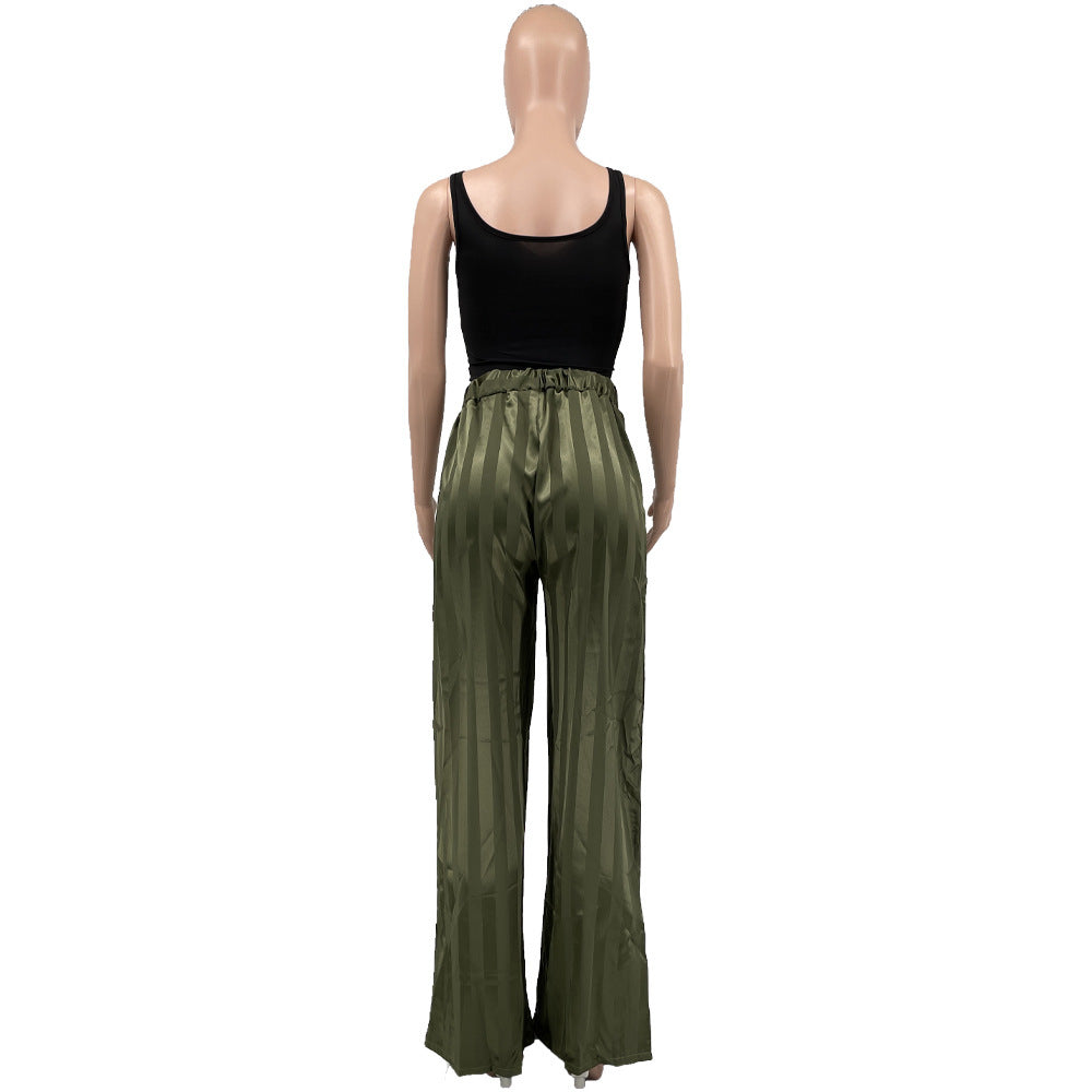 Women Casual Striped Jacquard Trousers 14