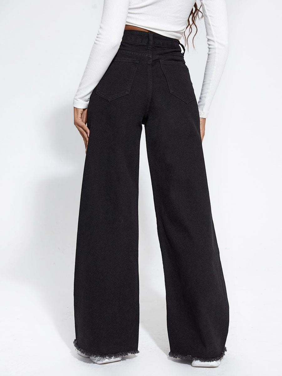 Women Pearl Wide Leg Denim Pants 6