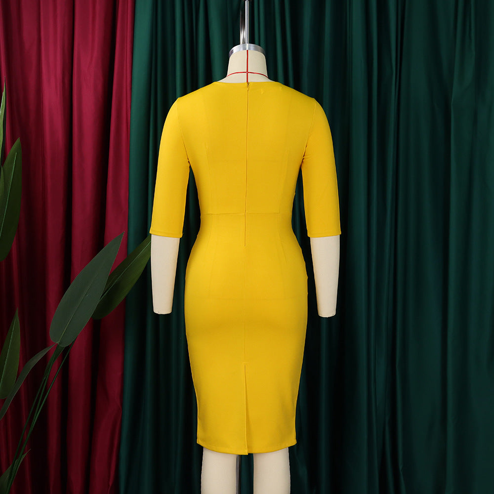 Women's V Neck Chic Bodycon OL Career Africa Plus Size Dress 10