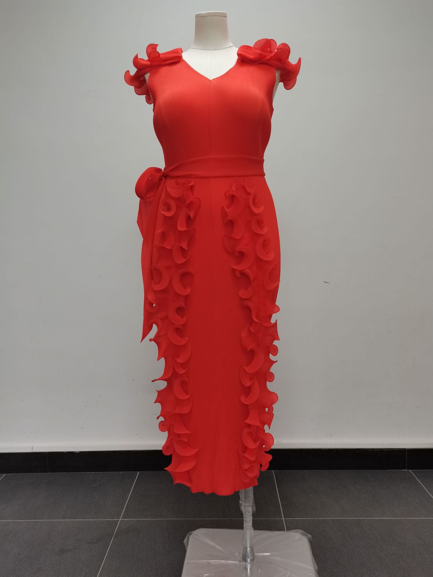 Plus Size Women Solid Pleated Dress 8