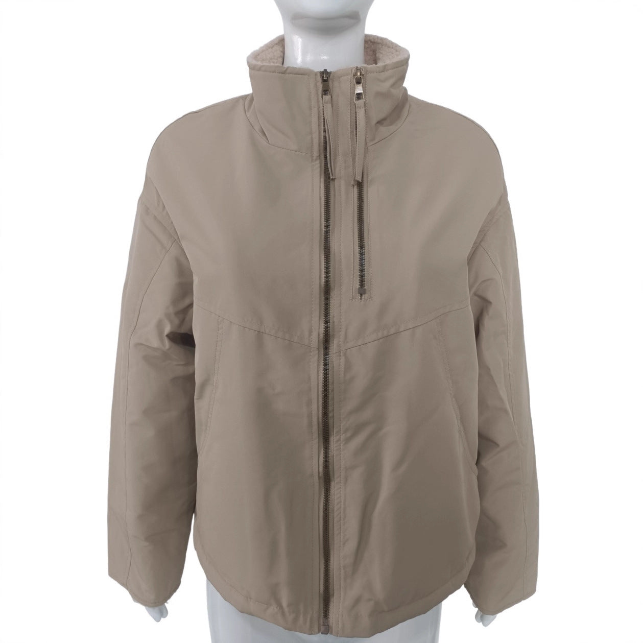 Stand Collar Fleece Women's Coat Winter Trendy Loose Jacket Short Outerwear 5