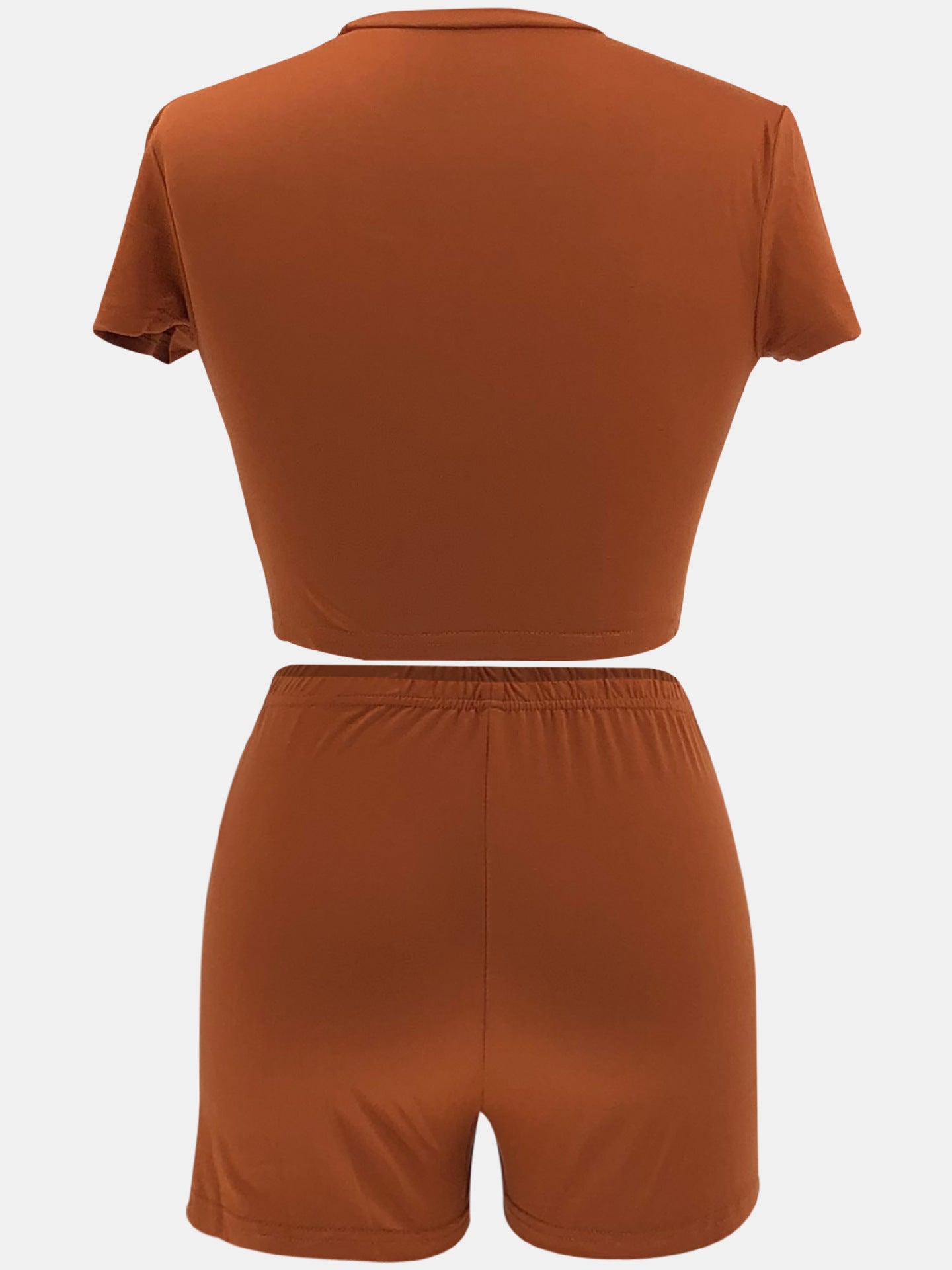 Women Summer Solid Crop Top Shorts Two-Piece Set 68