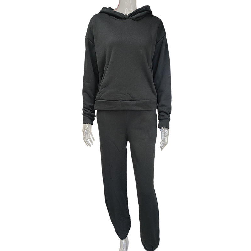 Fall/Winter Women Casual Solid Hoodies + Pant Two Piece 24