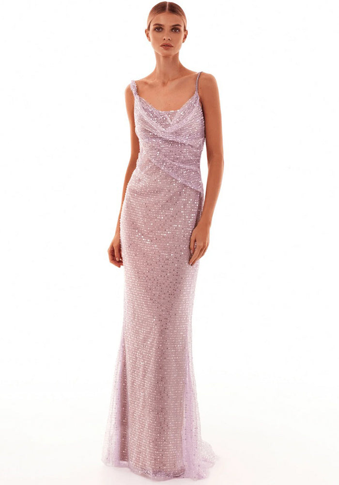 Women's Formal Party Sequin Sexy Low Back Evening Dress