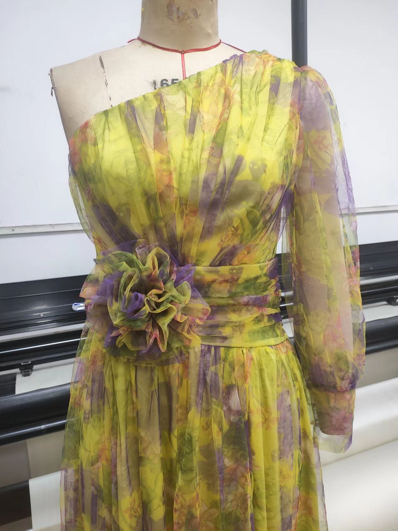 One Shoulder Print Elegant Slim Ladies Dress 8