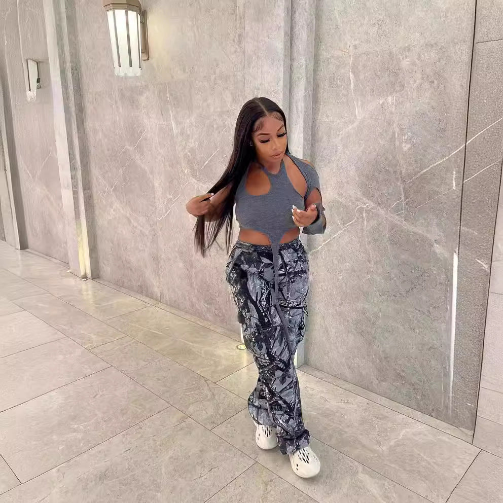 Women's Fashion Casual Camouflage Print Cargo Pants 5