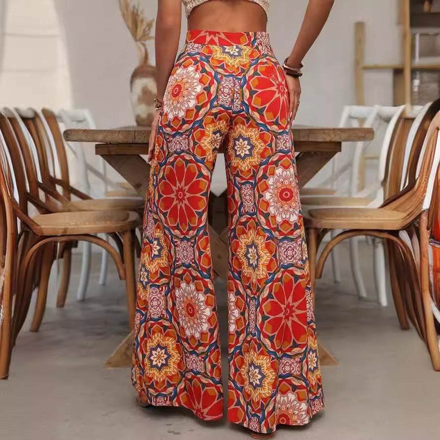 Women's Women's Floral Print High Waist Wide-Leg Casual Pants 3