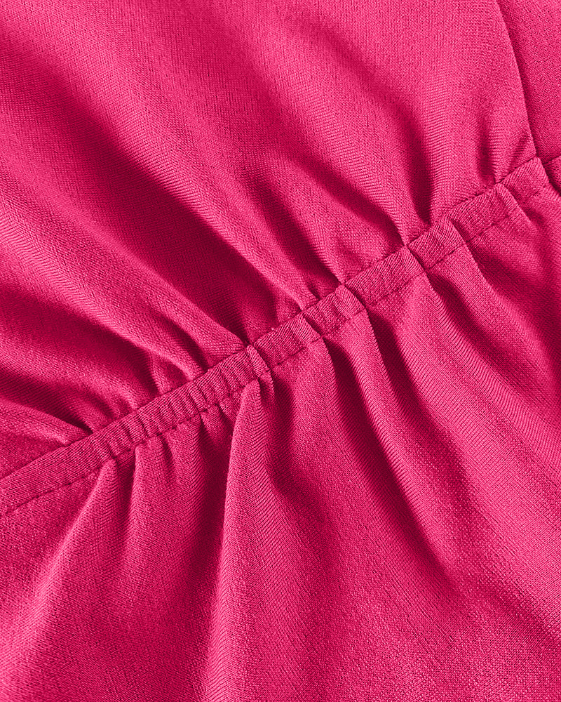 Women Puff Sleeve Floral Pleated Slit Dress 8