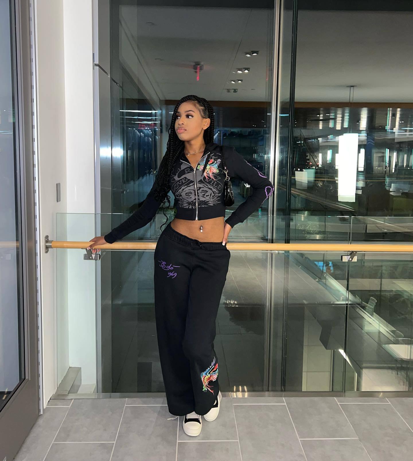 Women's Fashion Positioning Print Hoodies Casual Pants Two Piece Set 9