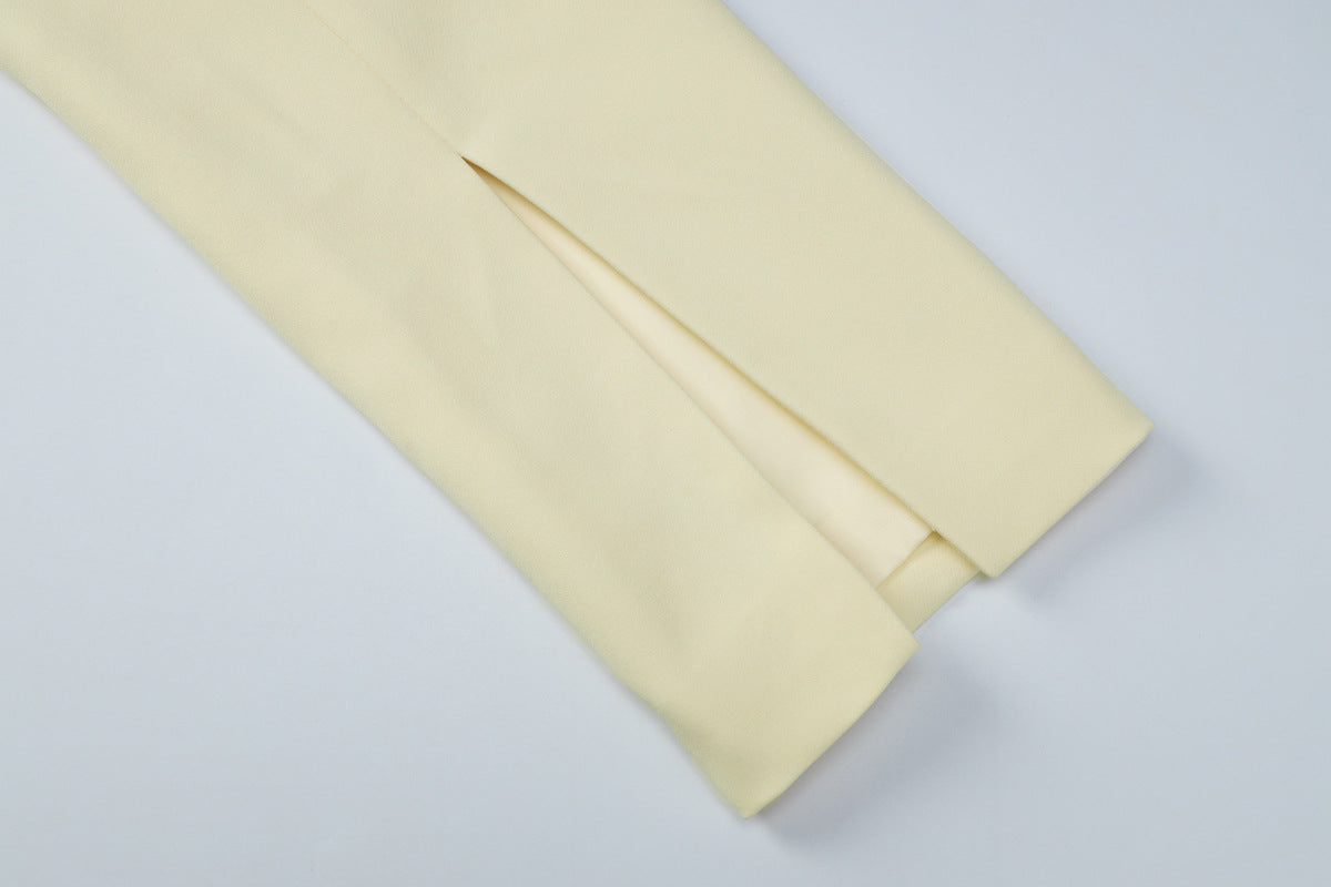 Autumn Women's Fashion Chic Buttoned Blazer Slim Solid Coat 19