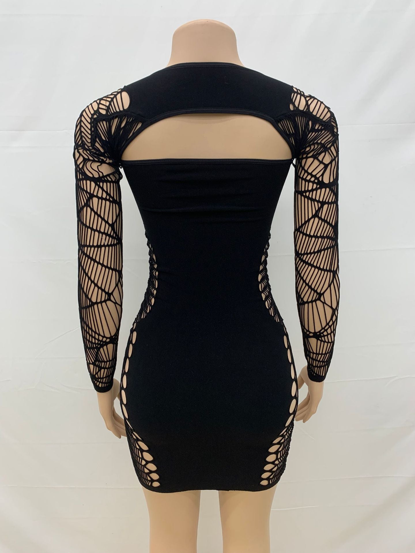 Women Solid Square Neck Hollow Sexy Bodycon Dress 4
