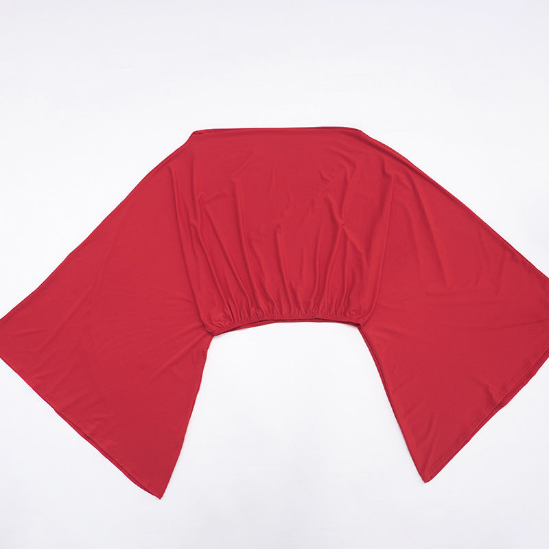 Women Off-Shoulder Bell Bottom Long-Sleeved Top and Skirt Two-Piece Set 35