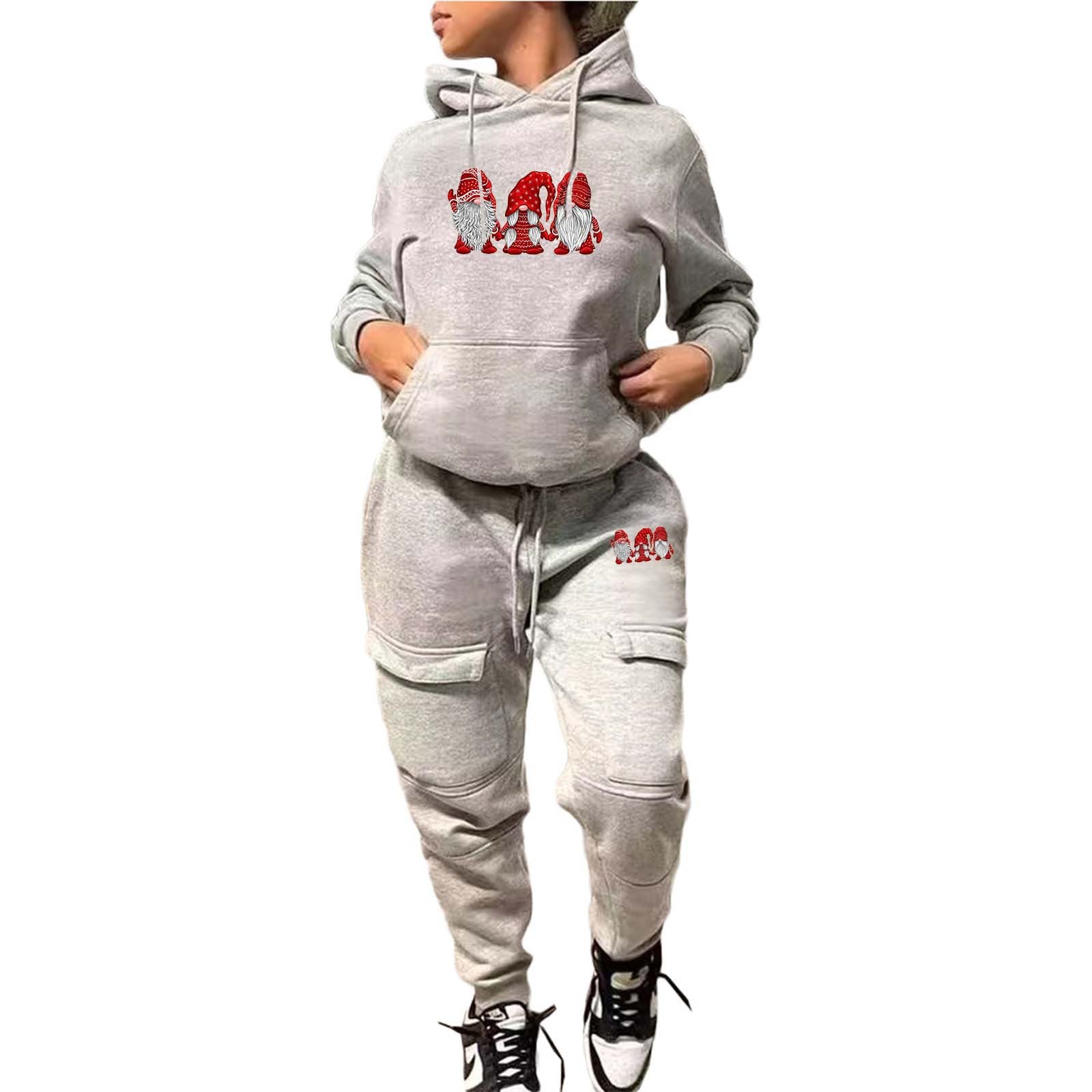Women's Fashion Casual Hooded Two Piece Sports Tracksuit 11