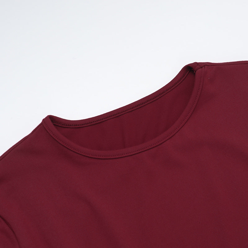 Women Elegant flower bud backless long sleeve dress 11