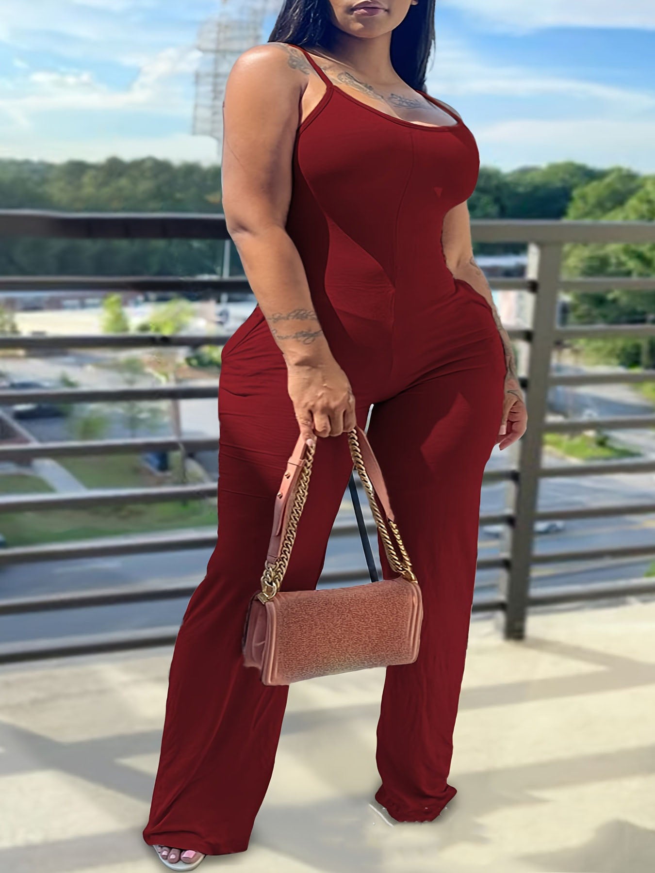 Plus Size Ribbed Tight-Fitting Jumpsuit 6