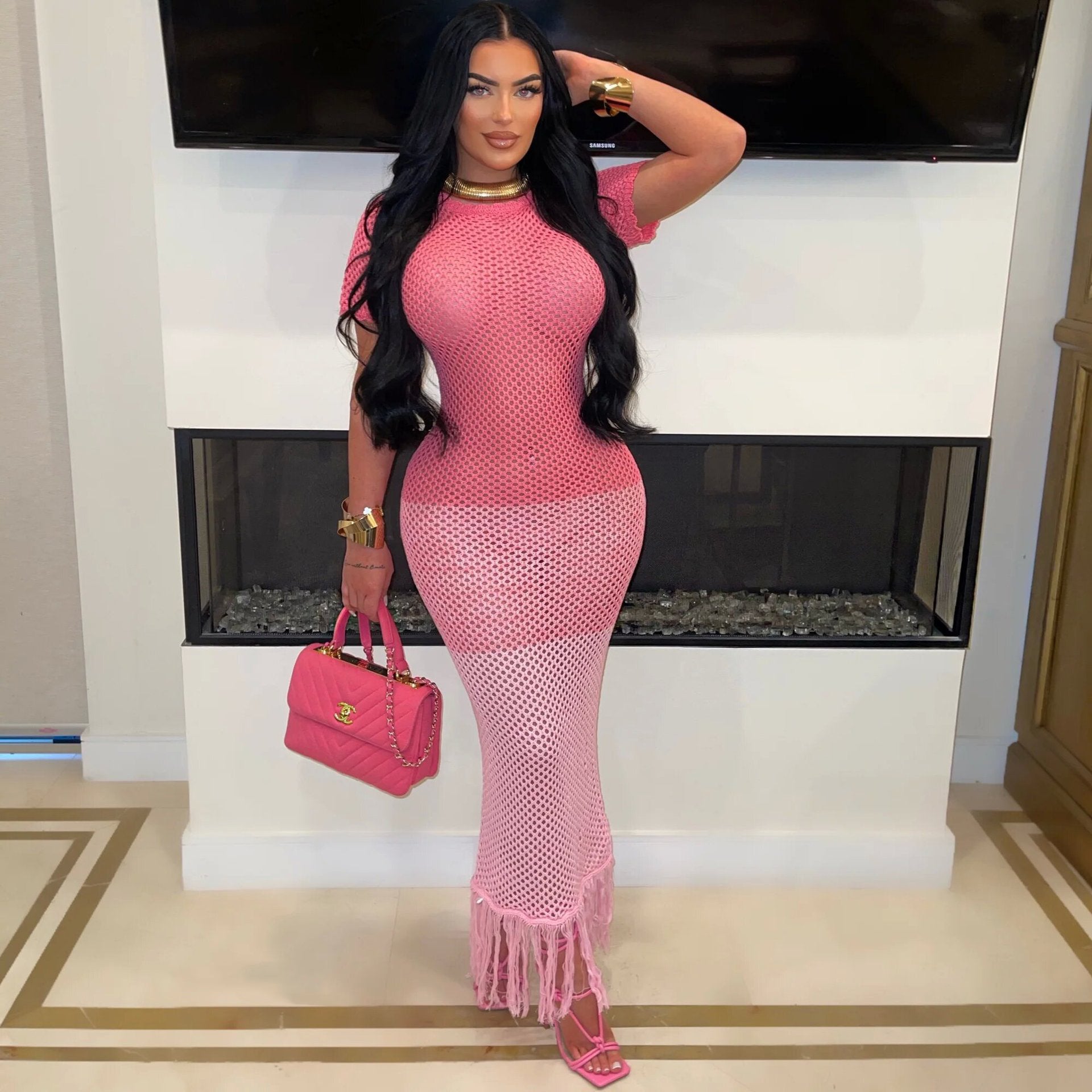 Women Summer Crochet Tassel Dress 3