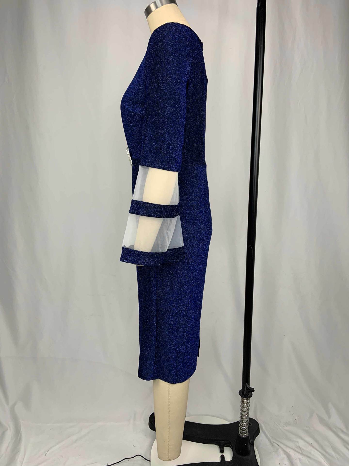 Plus Size Women Elegant V-Neck Mesh Maxi Dress 13