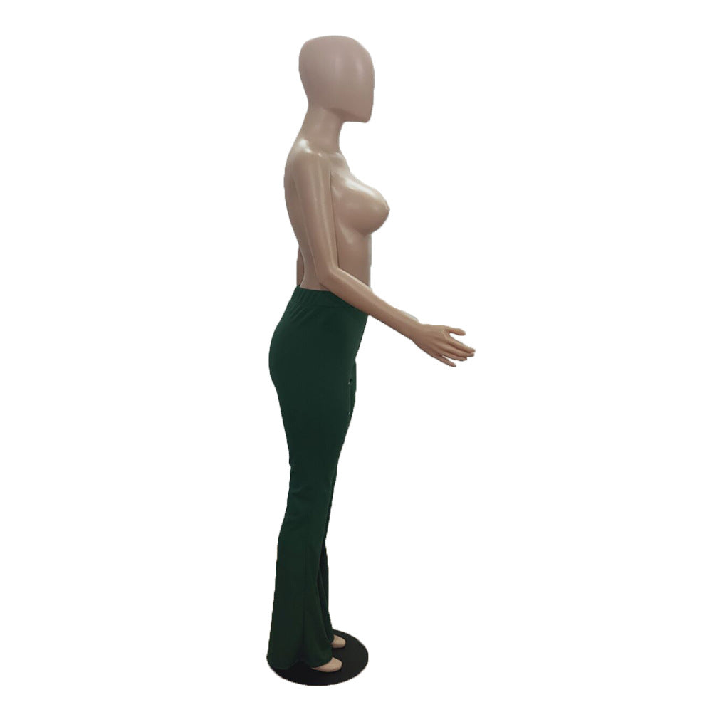 Women's Classic High Waist Slim Cropped Ripped Trousers Women's Pull Up Pants 17