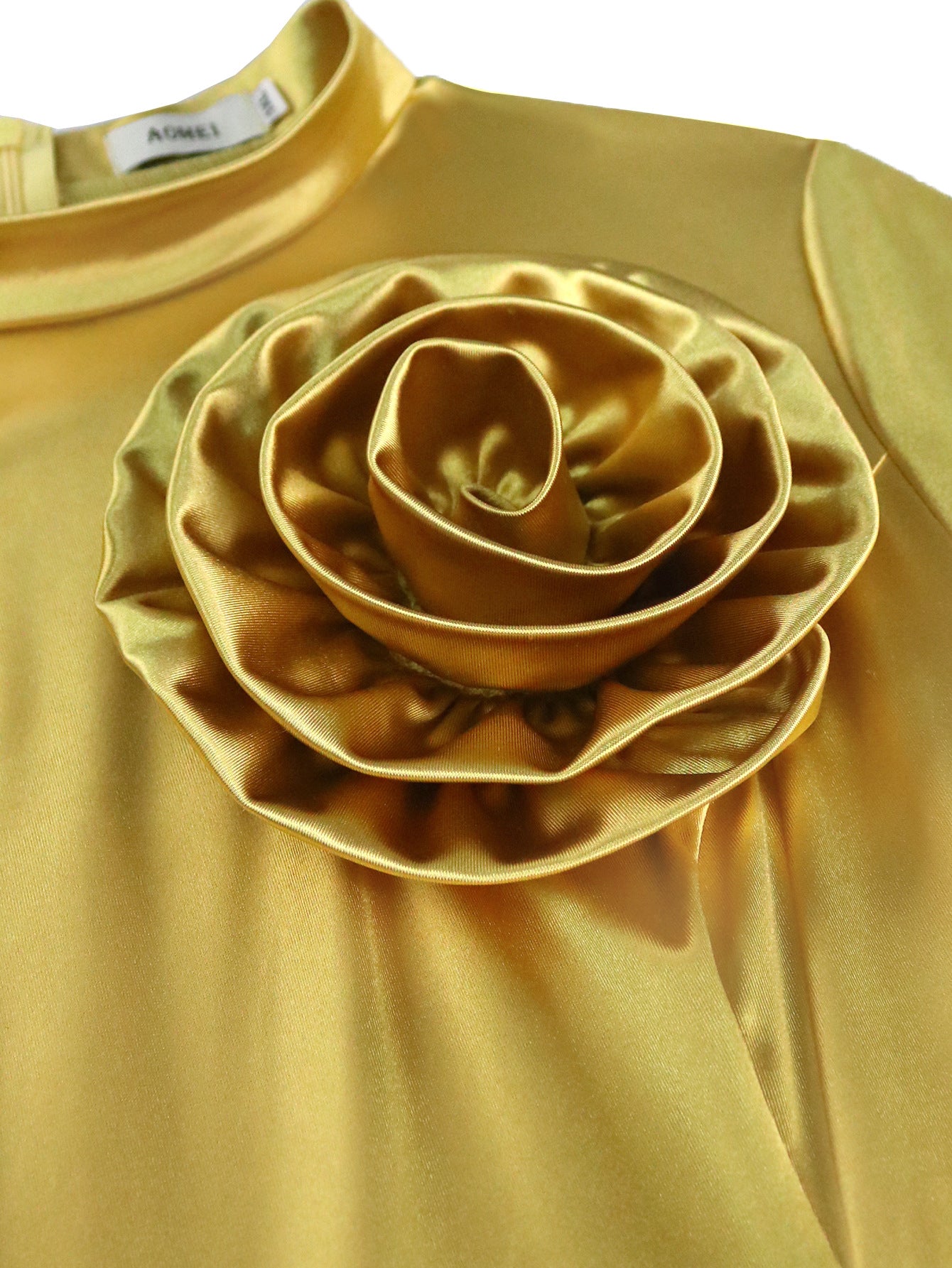 Luxury Gold Flower Dress Cocktail Formal Party A-Line Dress 7