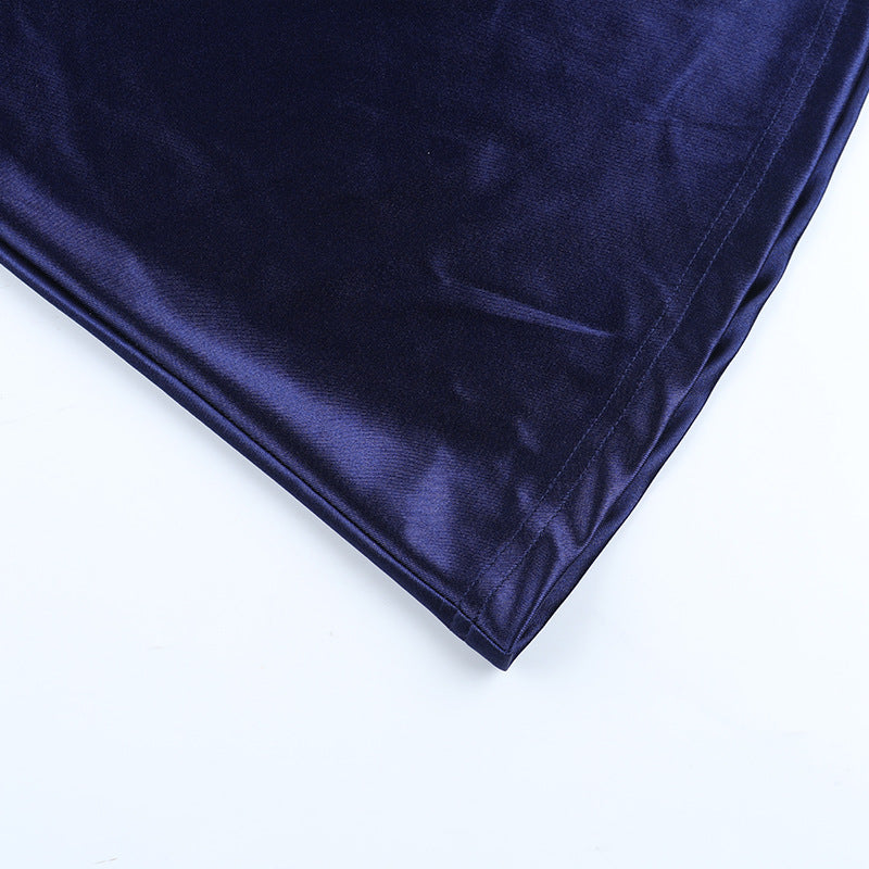 Sexy Halter Neck Low Back Satin Gown Women Chic Long Dress 10