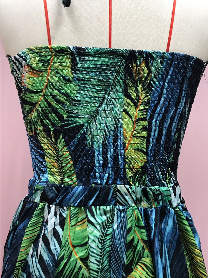 Women's Fashionable Sexy Halter Lace-Up Print Long Dress 9