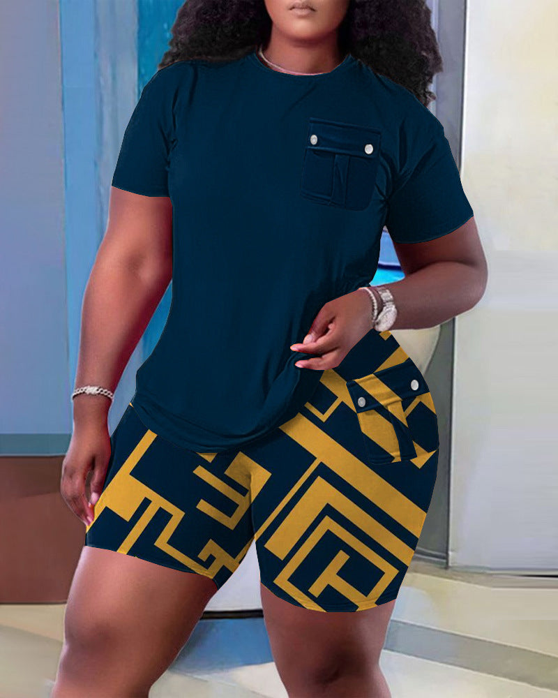 Women's Fashion Casual Print Home Pocket Set 28