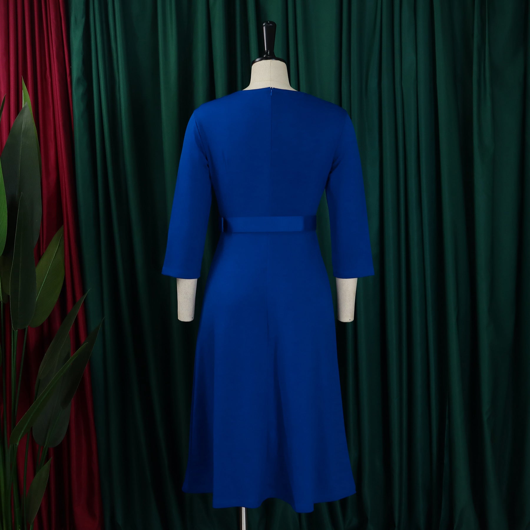 Women v-neck pleated elastic elegant African dress 16