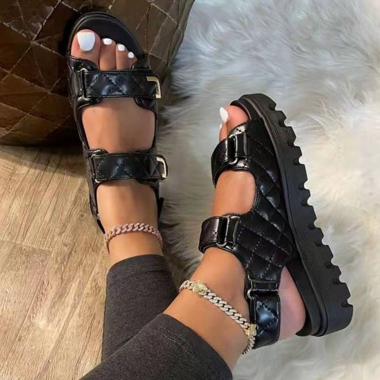 Platform Sandals Women Summer Time Casual Velcro Sandals 3