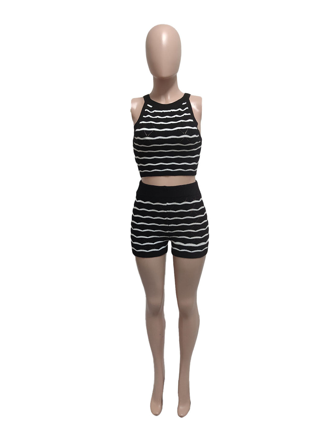 Women Casual Sweater Top and Shorts Two-piece Set 4