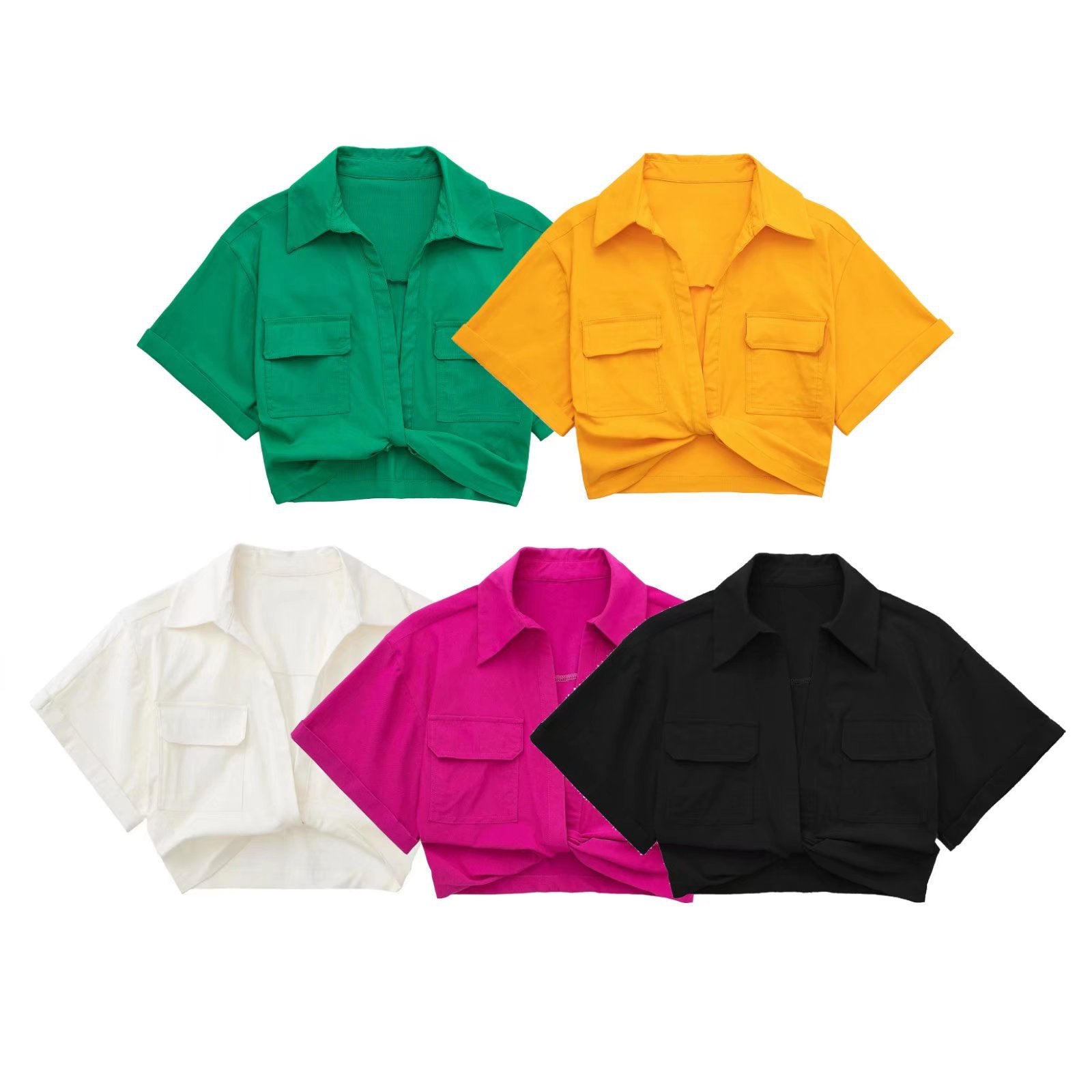 Summer Stretch Linen Blend Multicolor Short Shirt For Women 10