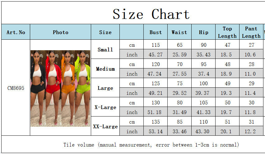 Women knitting Turndown Collar long-sleeved Top and shorts Casual two-piece set 14