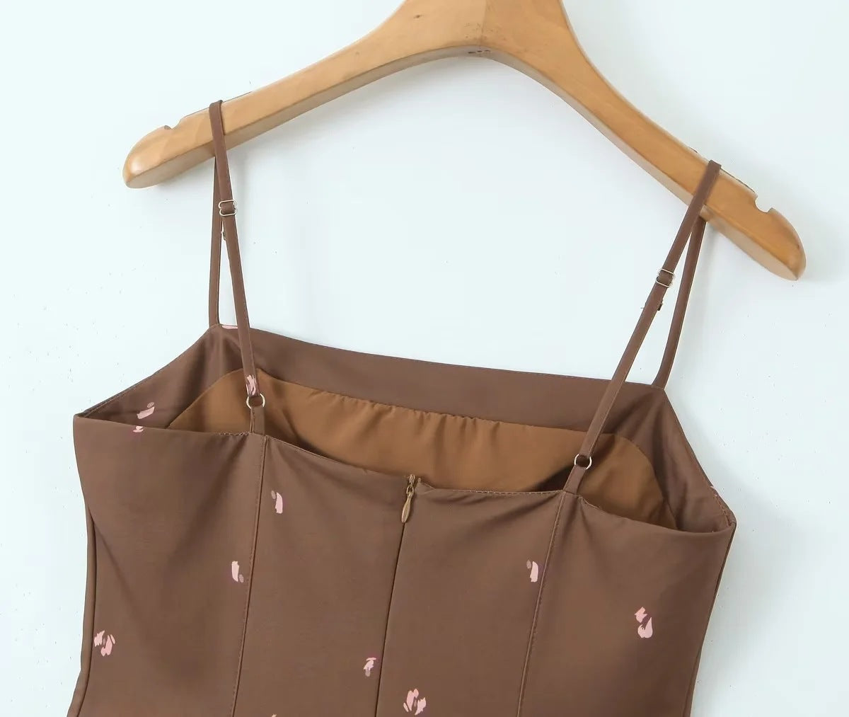 Women Summer French sexy belted pleated printed suspender dress 13