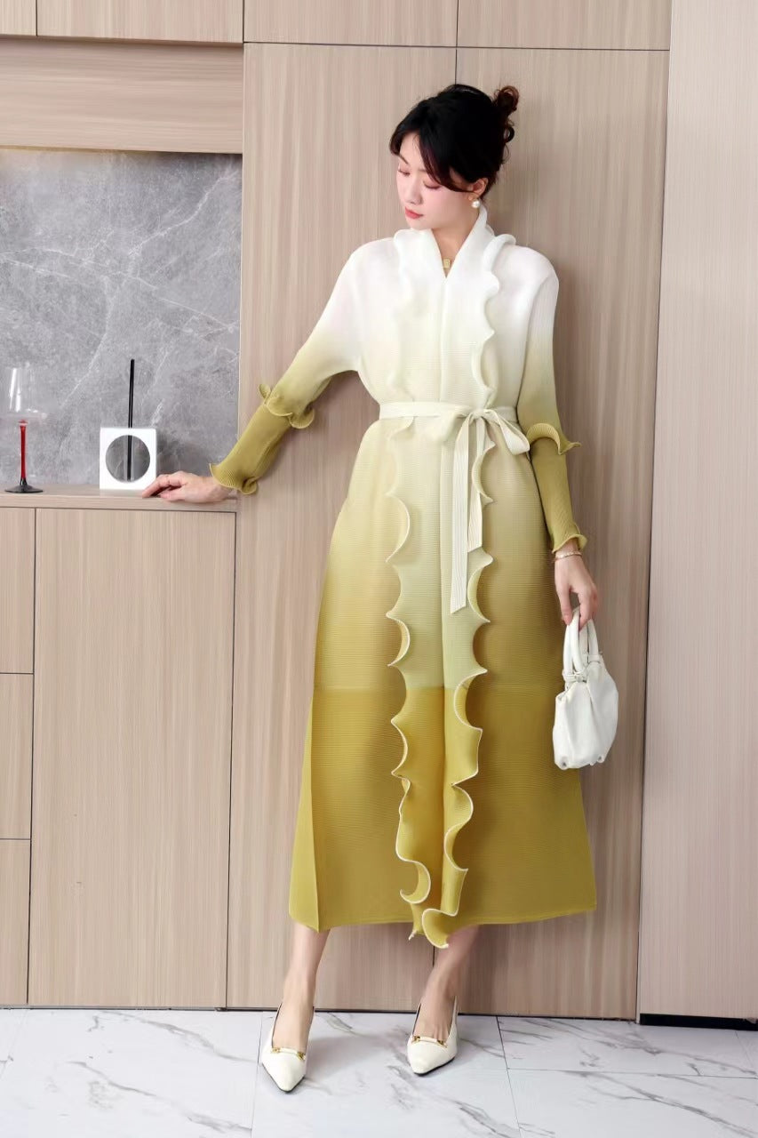 Ruffle Plus Size Fashion Elegant Chic Loose Ombre Long Dress 9