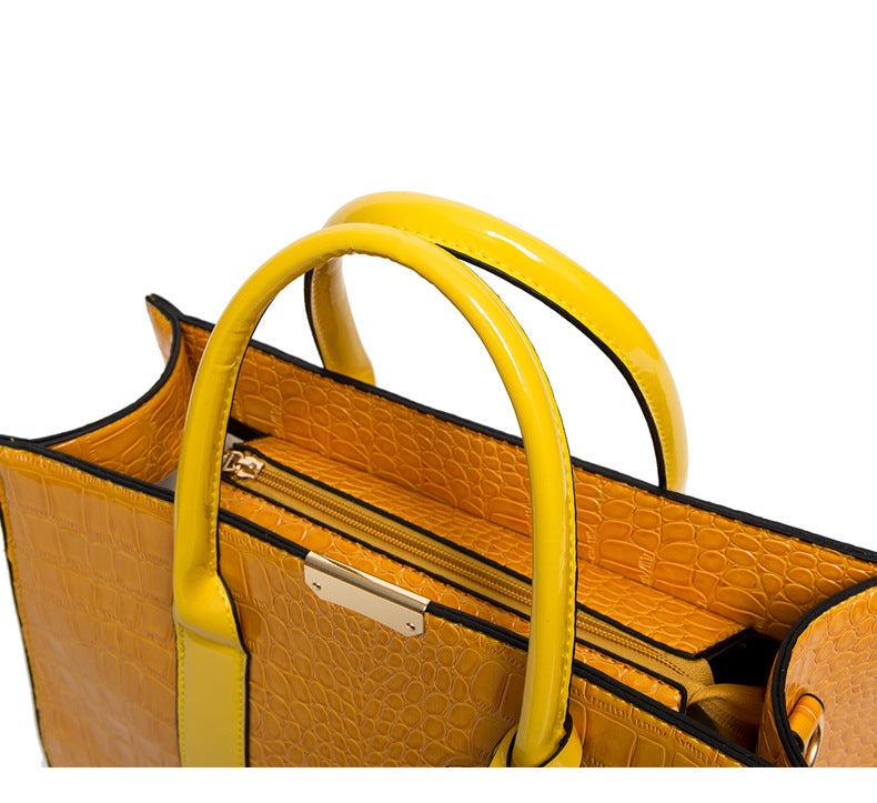 Large Fashion Large Capacity One Shoulder Portable Diagonal Bag Stone Texture Three-Piece Bag 18