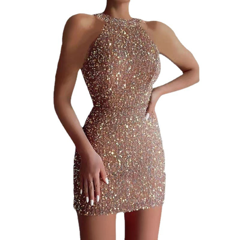 Trendy Sexy Crystal Sequin Bodycon Dress Evening Gown 13