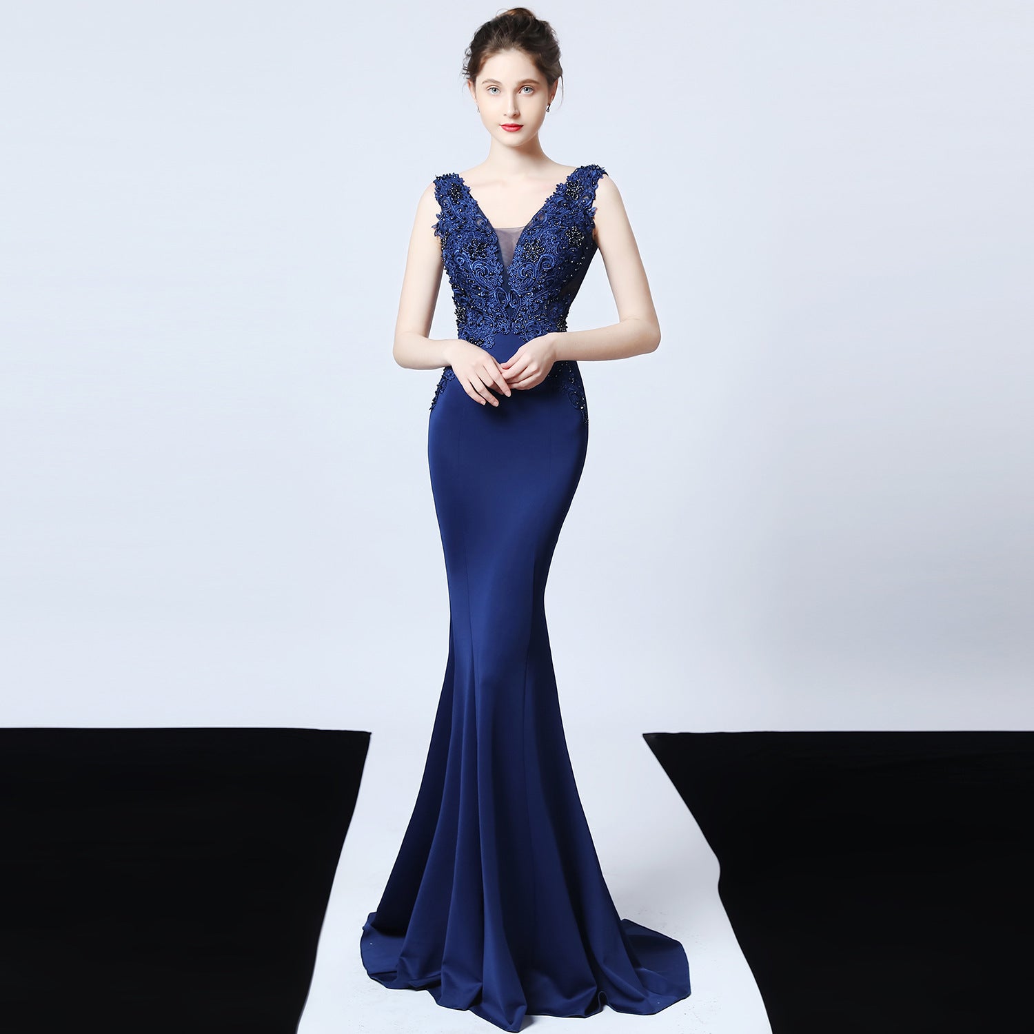 Women Beaded Fishtail Evening Dress 15