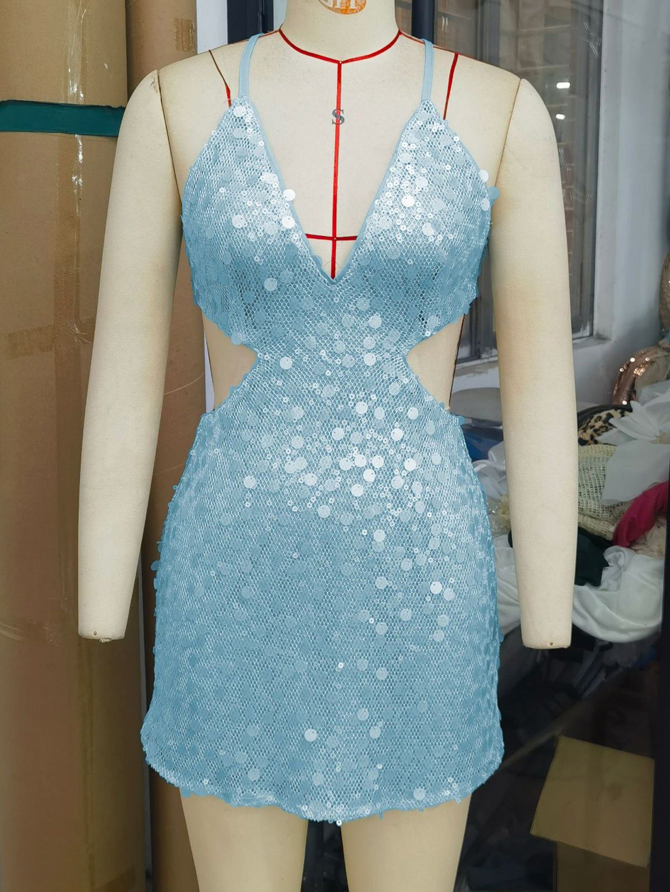 Sexy Low Back Sequin Strap Dress women's beach dress 6