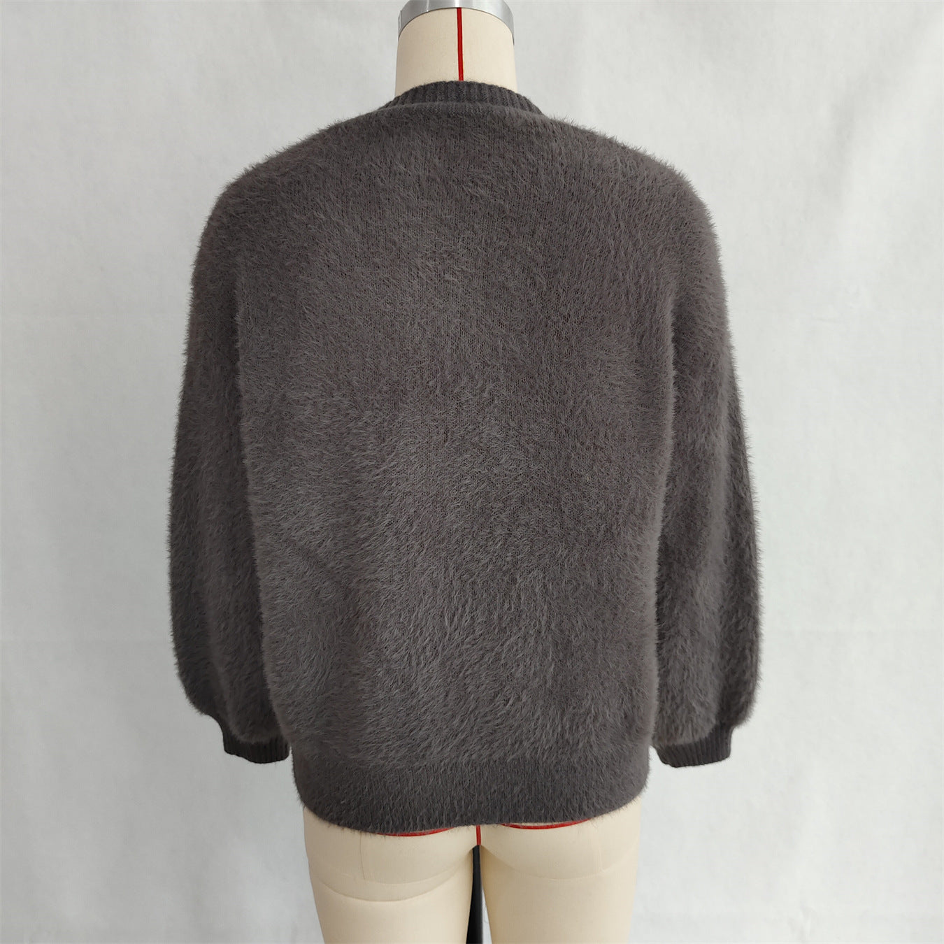 Women autumn/winter casual furry V-neck solid sweater 40