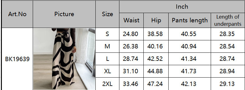 Spring and Autumn Women's Fashionable Loose High Waisted Wide Leg Pants Printed Straight Casual trousers 9
