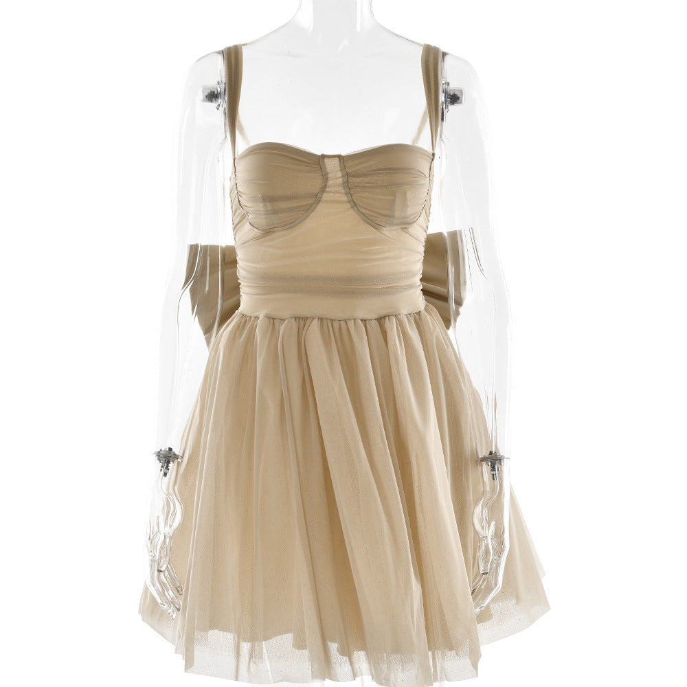 Spring Sexy Mesh Patchwork Off Shoulder Strapless Dress 7