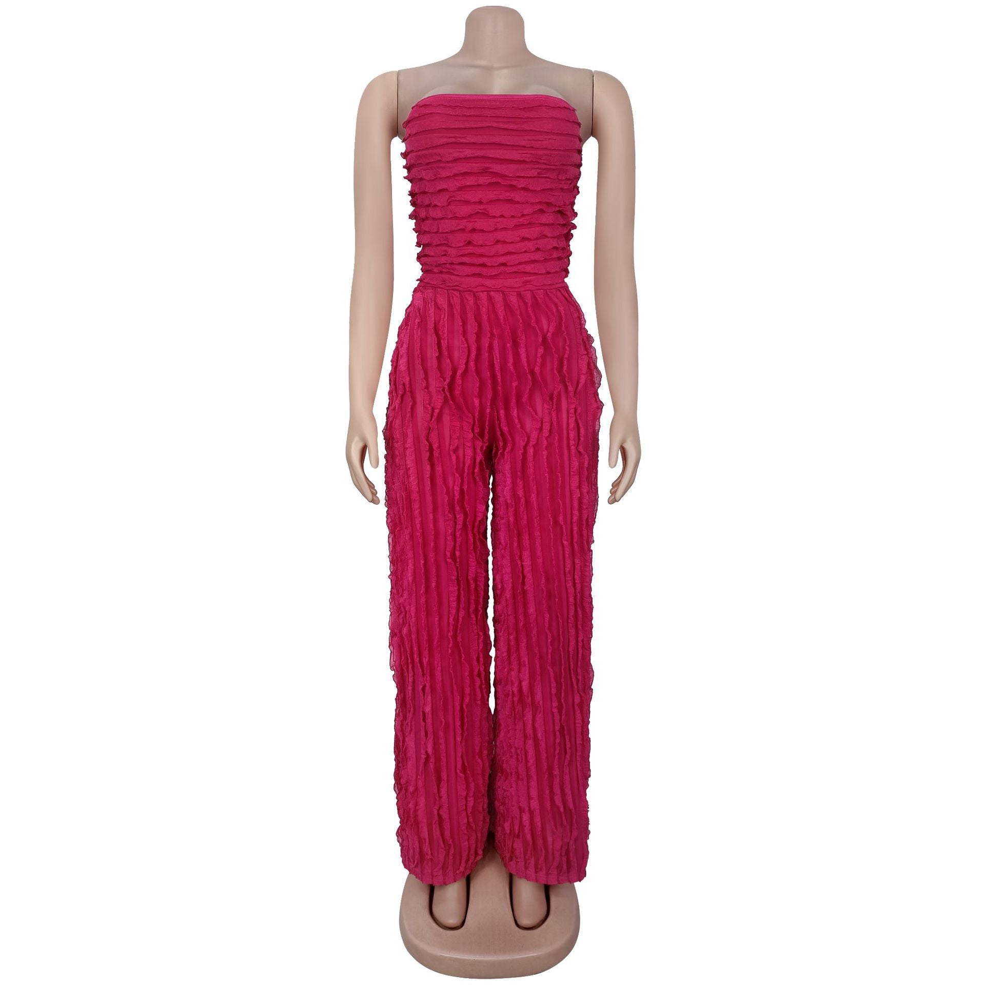 Women solid casual wave pattern jumpsuit 11