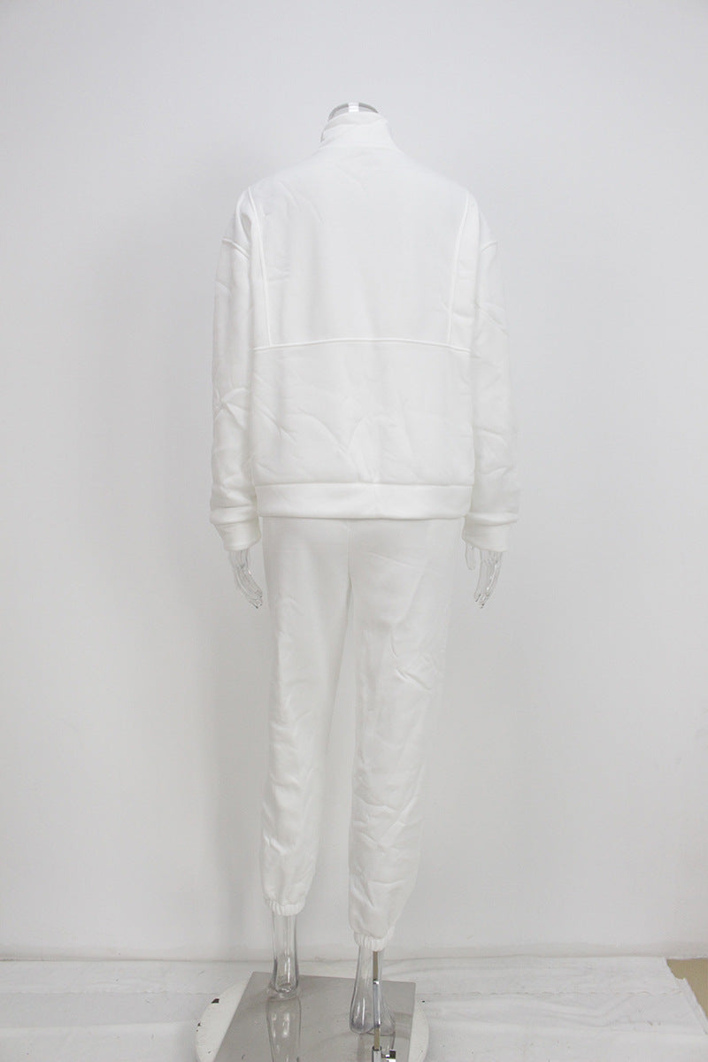 Autumn and winter Women fleece sports Casual zipper Two Piece Set 24