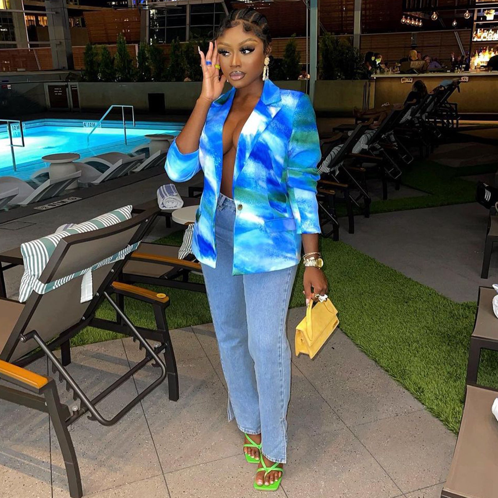 Women'S Fashion Trendy Print Long Sleeve Chic Blazer