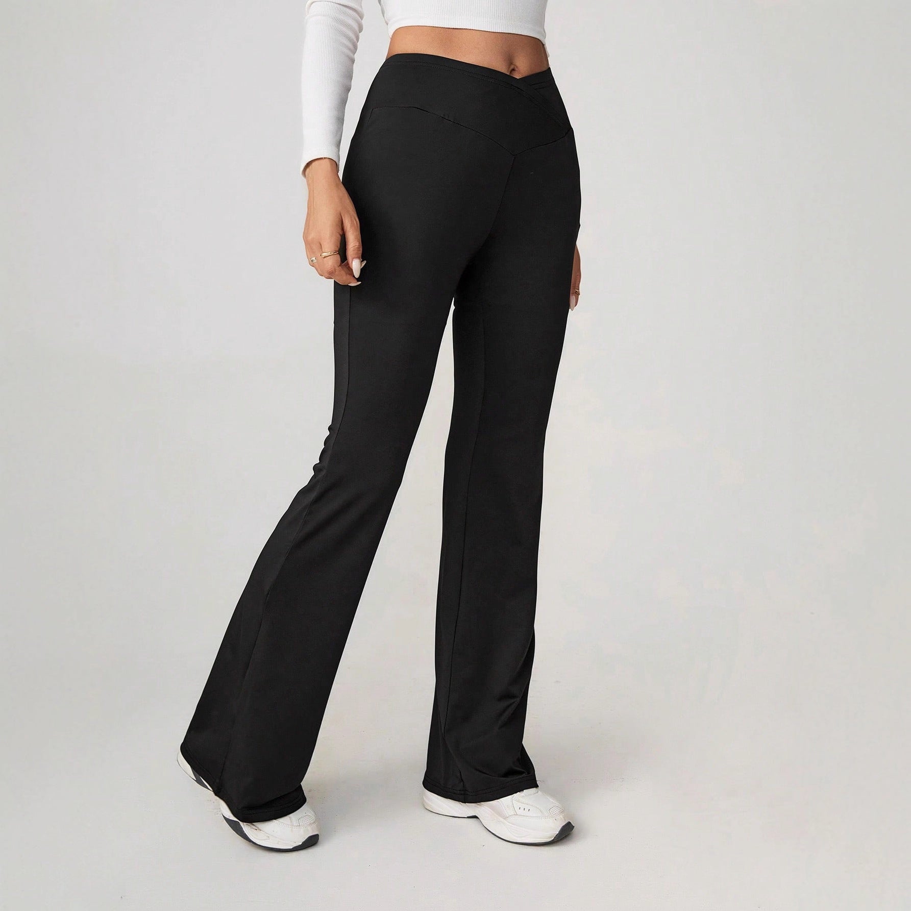 Women's High-Waisted Casual Slim Fit Bell Bottom Pants