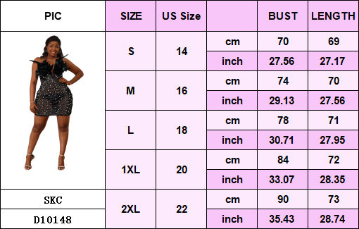 High Street Feathered Beaded Strapless Tight Fit See Through Plus Size Club Dress 19