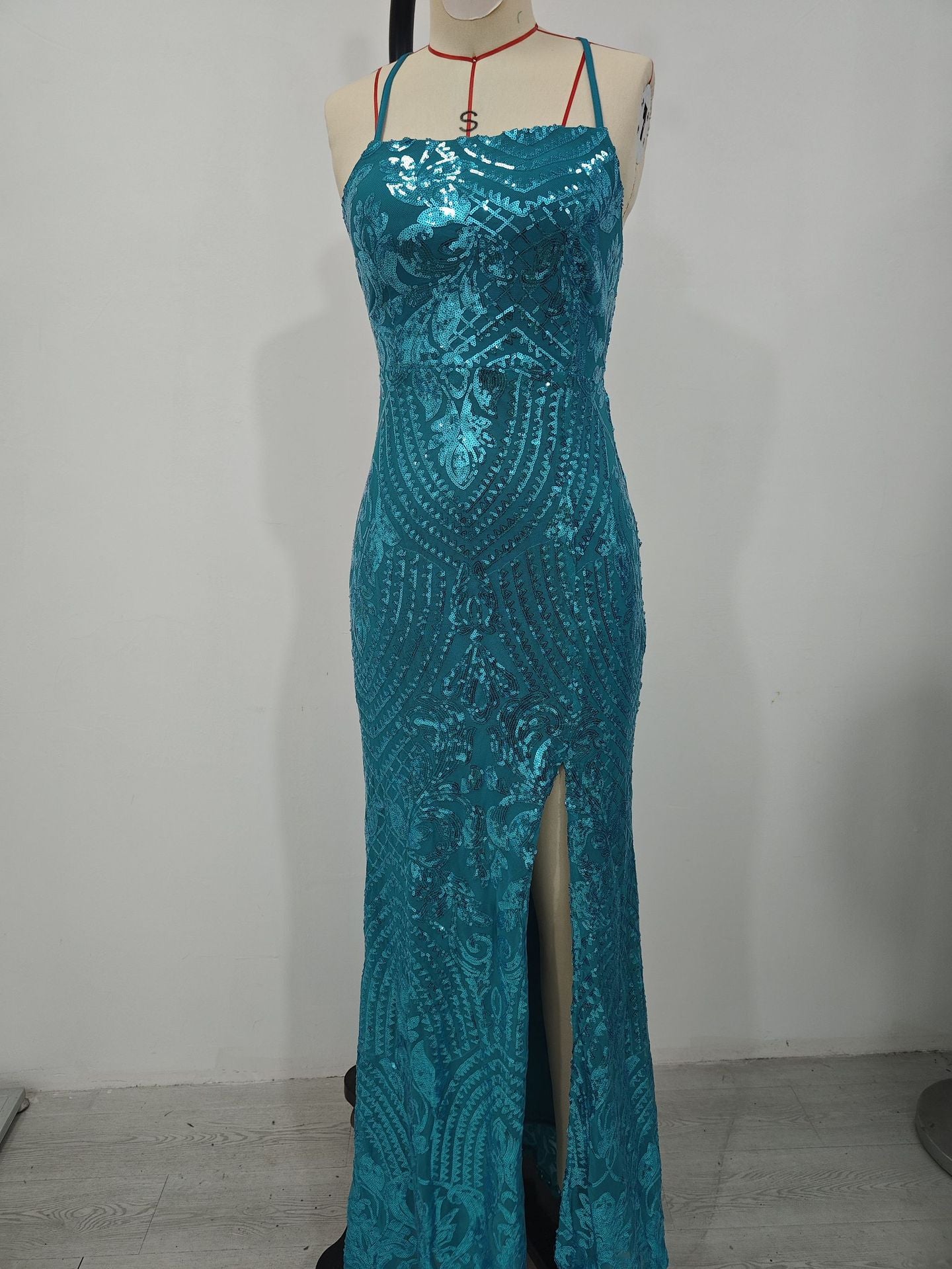 Women Sexy Off Shoulder Sequined Elegant Slit Formal Party Evening Dress 13