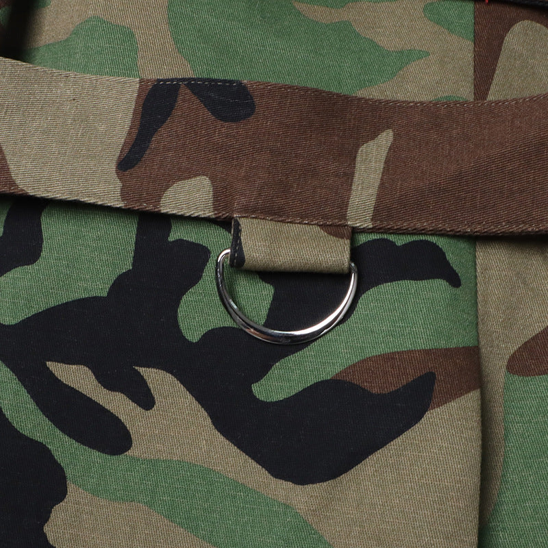 Women Style Camo Print Lace-up Blazer Jacket 16