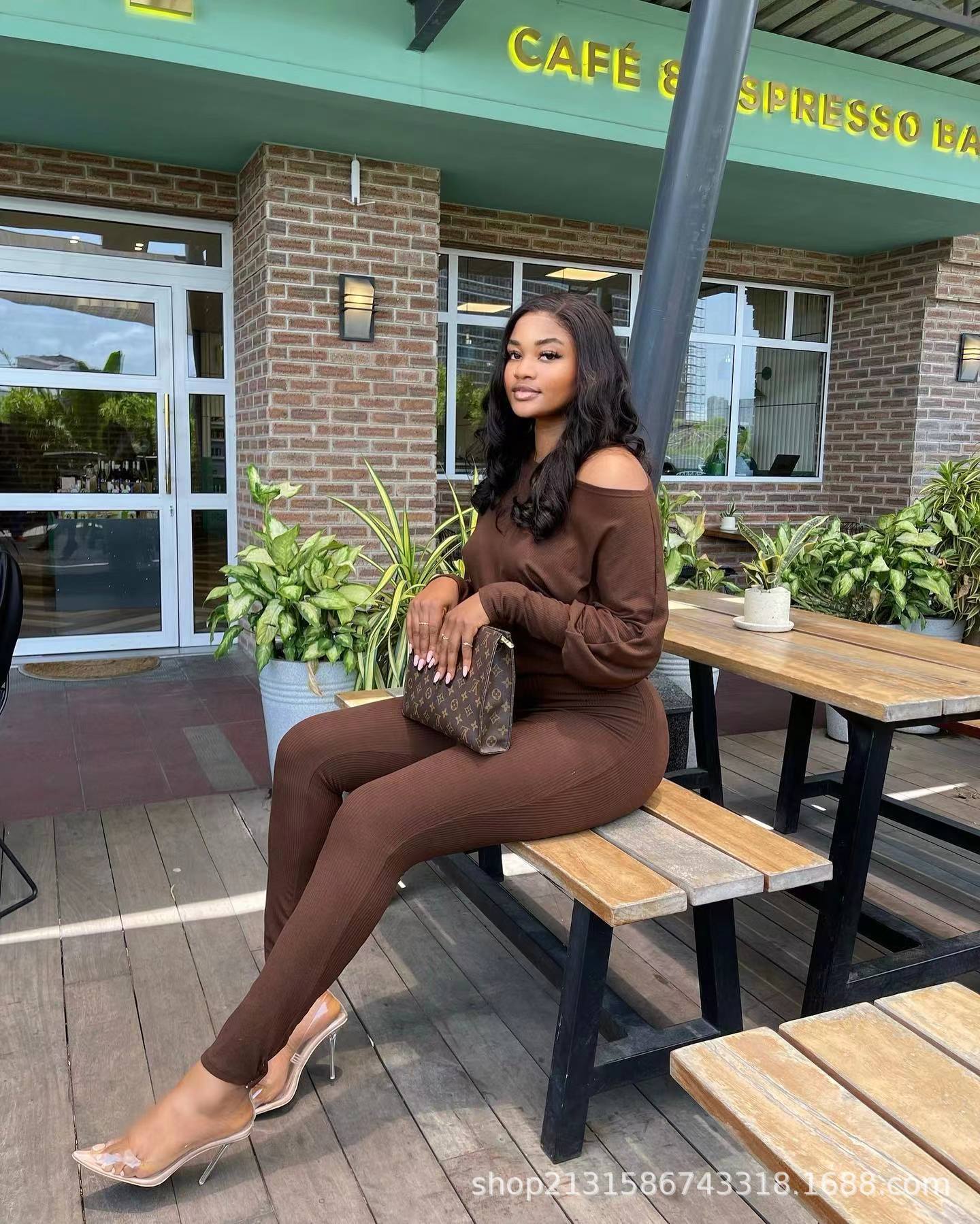 Women's Autumn And Winter Solid Color Slim Fit Fashion Long Sleeve Tight Fitting Jumpsuit