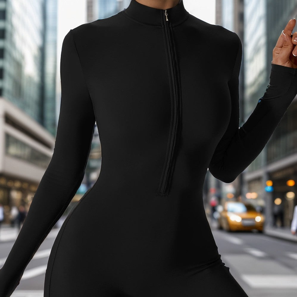 Autumn Winter Long-Sleeved Long Zipper Yoga One-Piece Sports Fitness Tight Fitting Women Jumpsuit 6